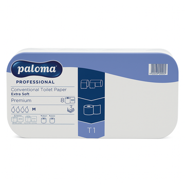 Paloma Professional Toilettenpapier, 3-lagig, 150 Blatt, 1 Polypack (8 Rollen)
