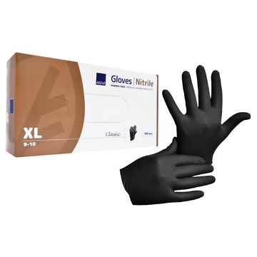 Abena Classic Nitril-Einweghandschuhe, puderfrei, schwarz, XL