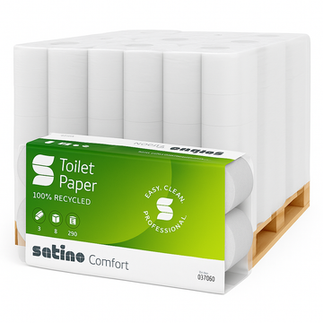 Satino Comfort Recycling-Toilettenpapier, 3-lagig, 250 Blatt, 1 Palette (1,296 Rollen)