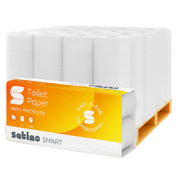 Satino Smart Recycling-Toilettenpapier, 2-lagig, 250 Blatt, 1 Palette (2,112 Rollen)