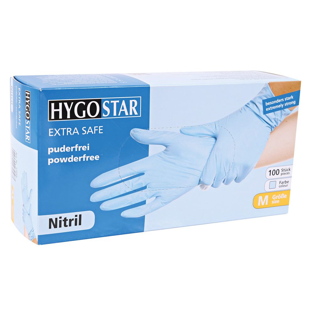 Hygostar Extra Safe Nitril-Einweghandschuhe, puderfrei, blau, M