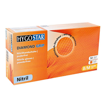Hygostar Diamond Grip Nitril-Einweghandschuhe, puderfrei, orange, M
