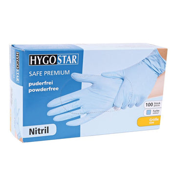 Hygostar Safe Premium Nitril-Einweghandschuhe, puderfrei, blau, L