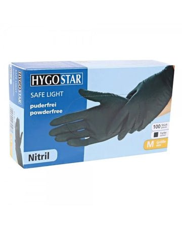 Hygostar Safe Light Nitril-Einweghandschuhe, puderfrei, schwarz, S